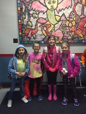 Students wearing neon colors
