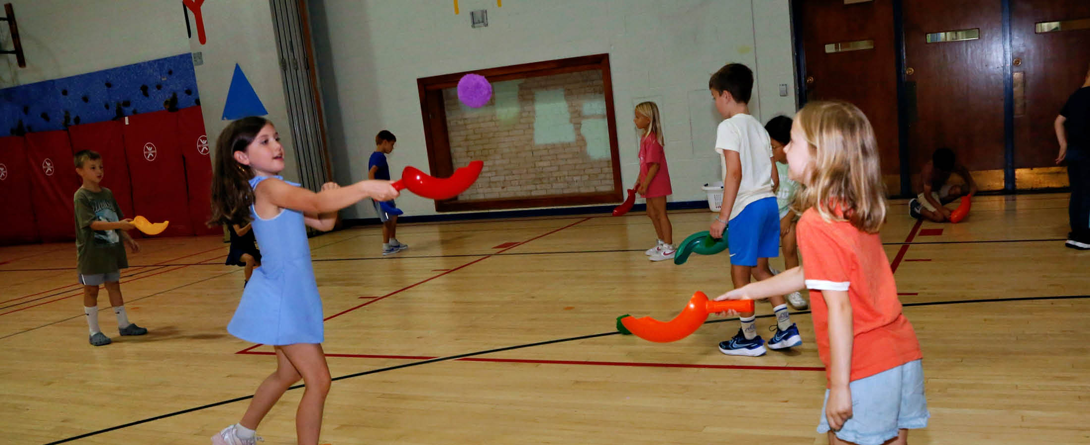 Students playing games in PE