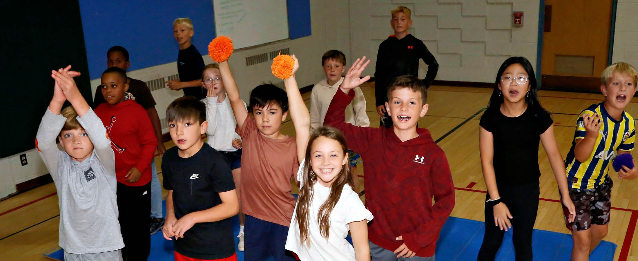 Students playing games in PE