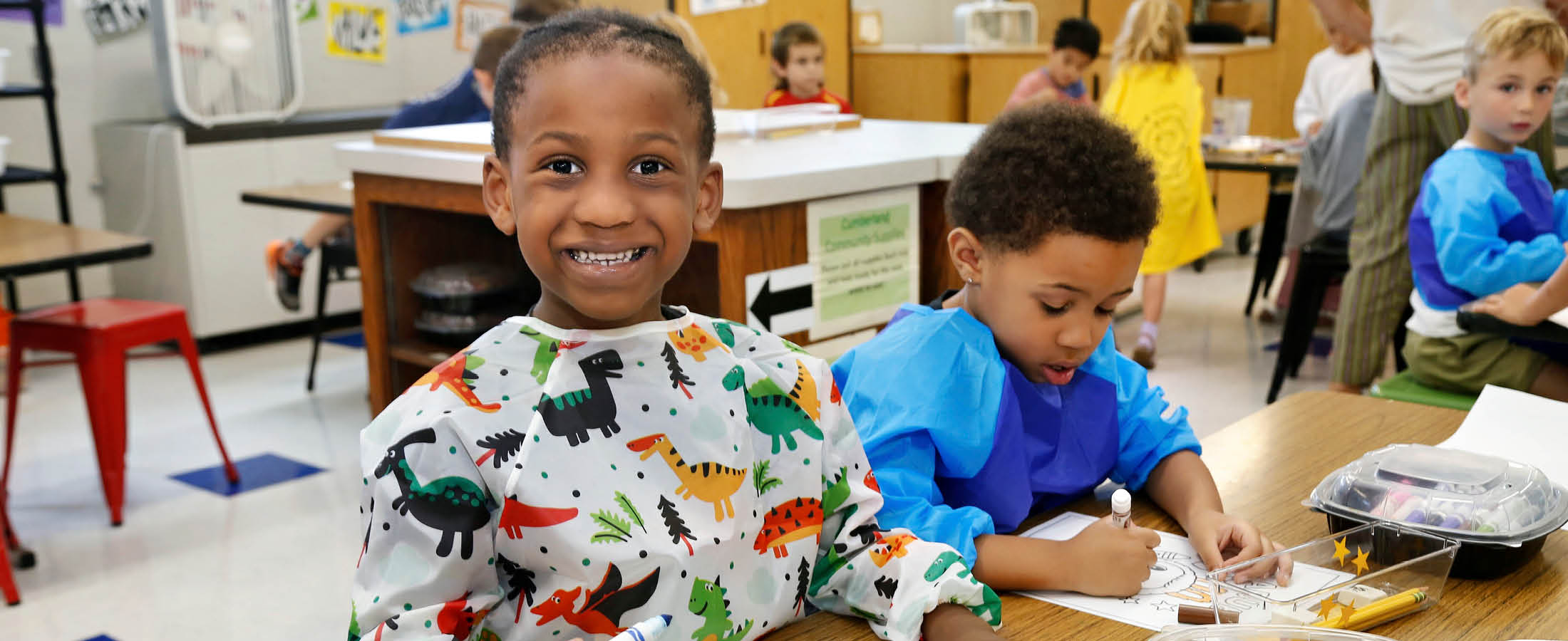 Students in art class