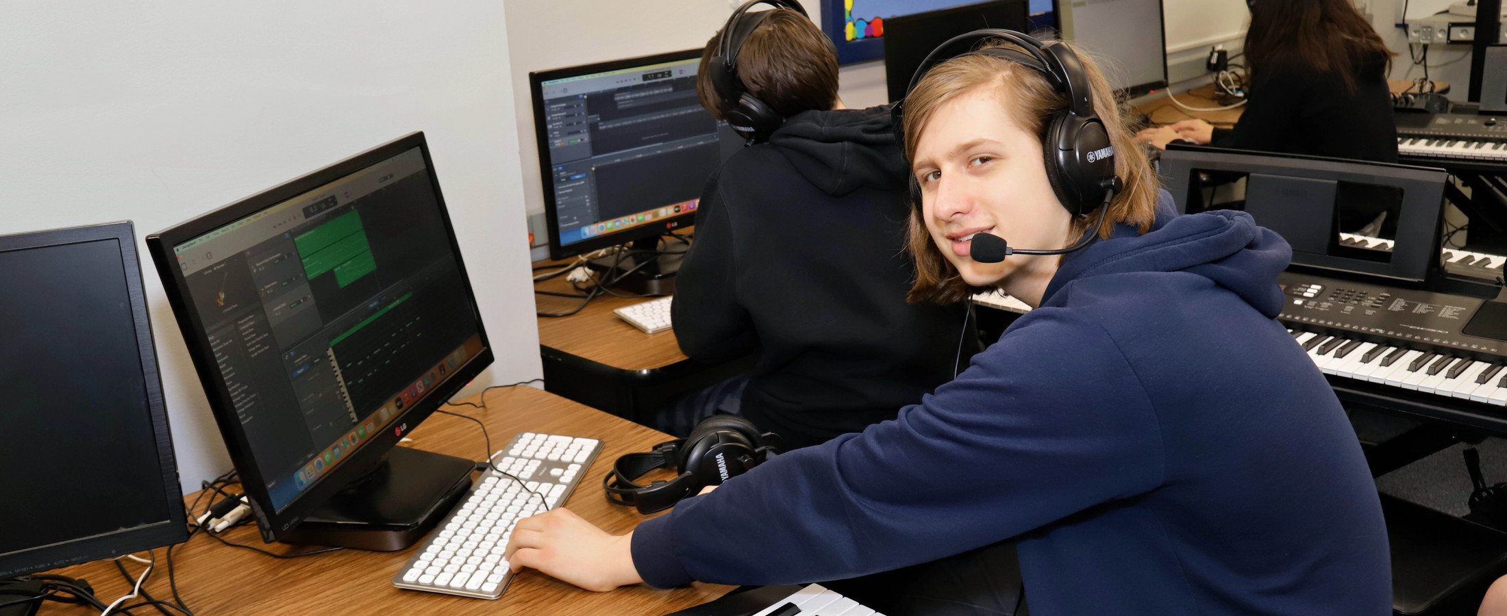 Student working at a computer