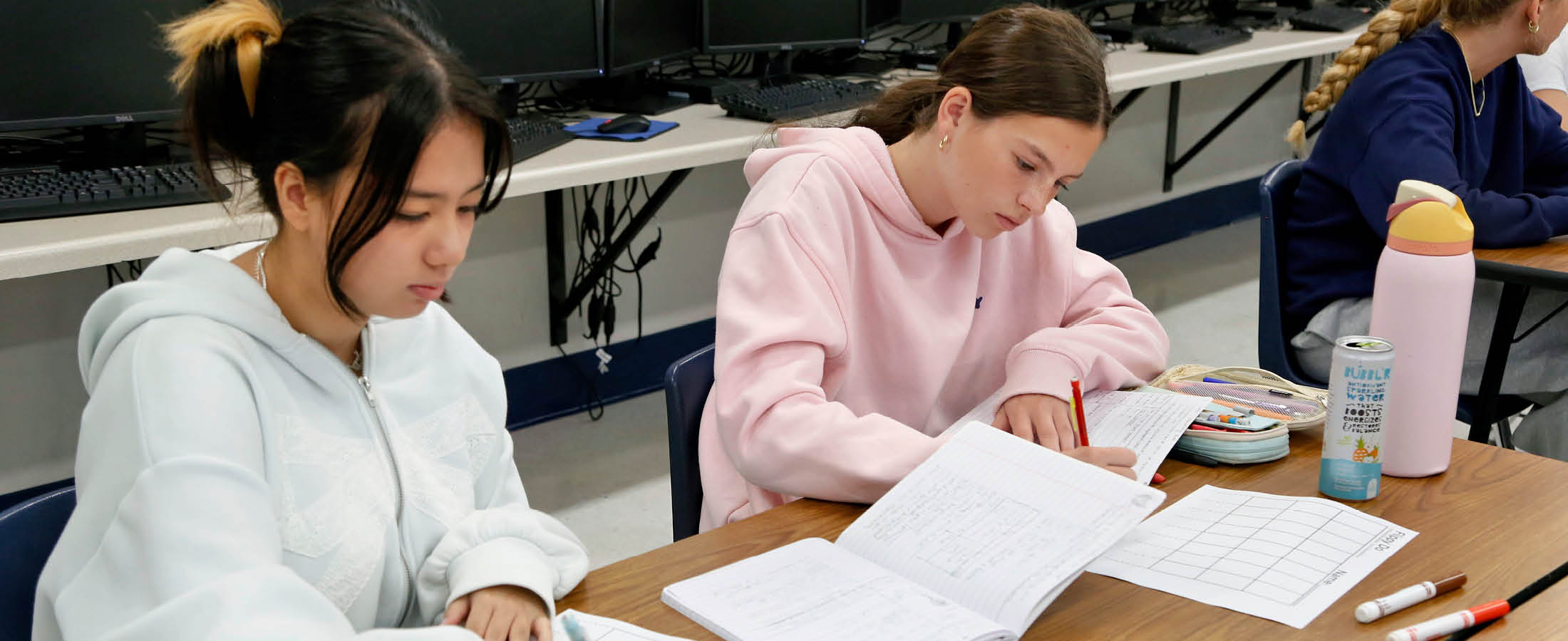Students working at desks