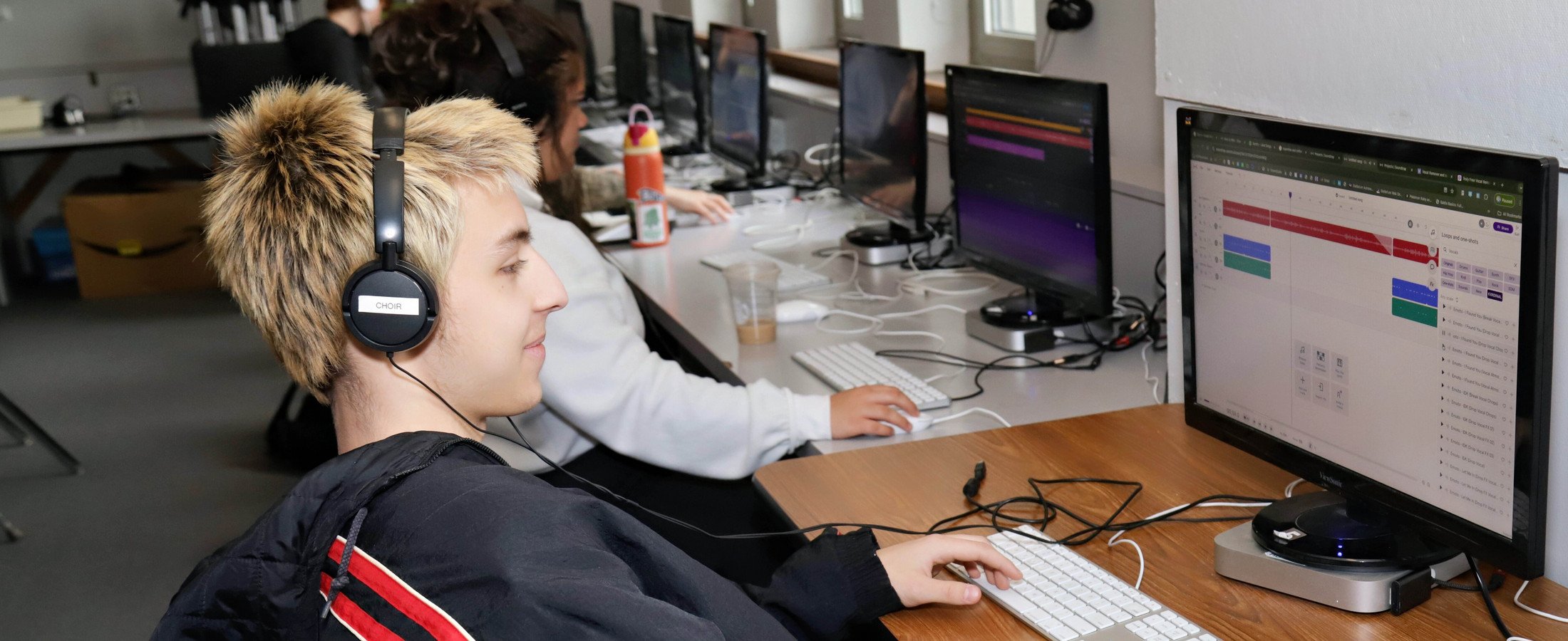 Student in digital music class