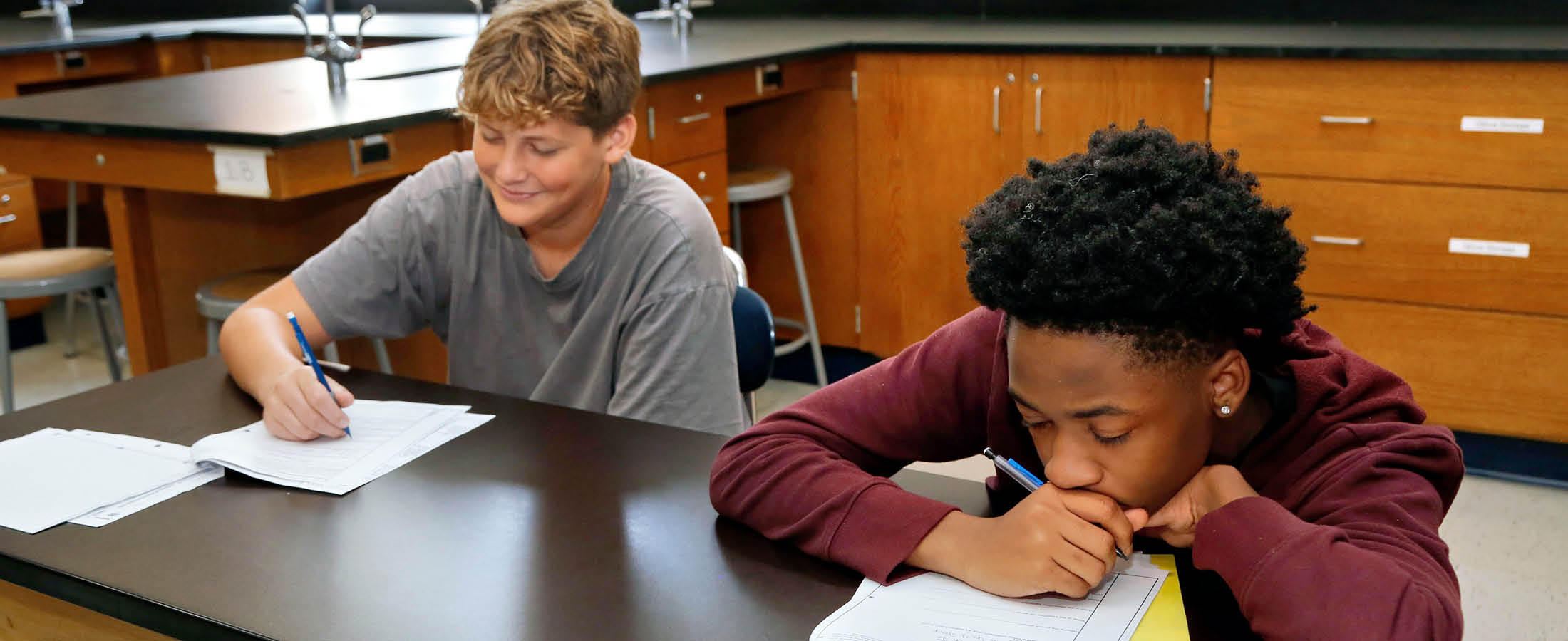 Students in science class