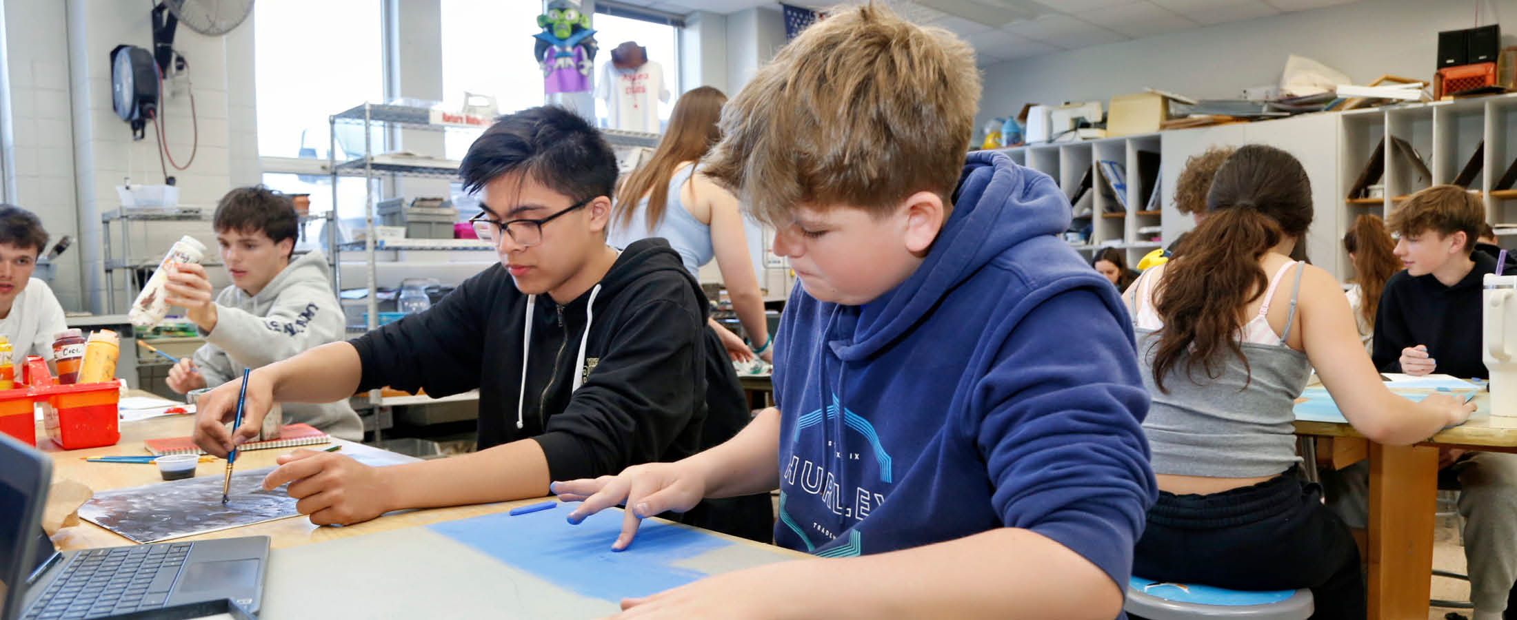Students working on project
