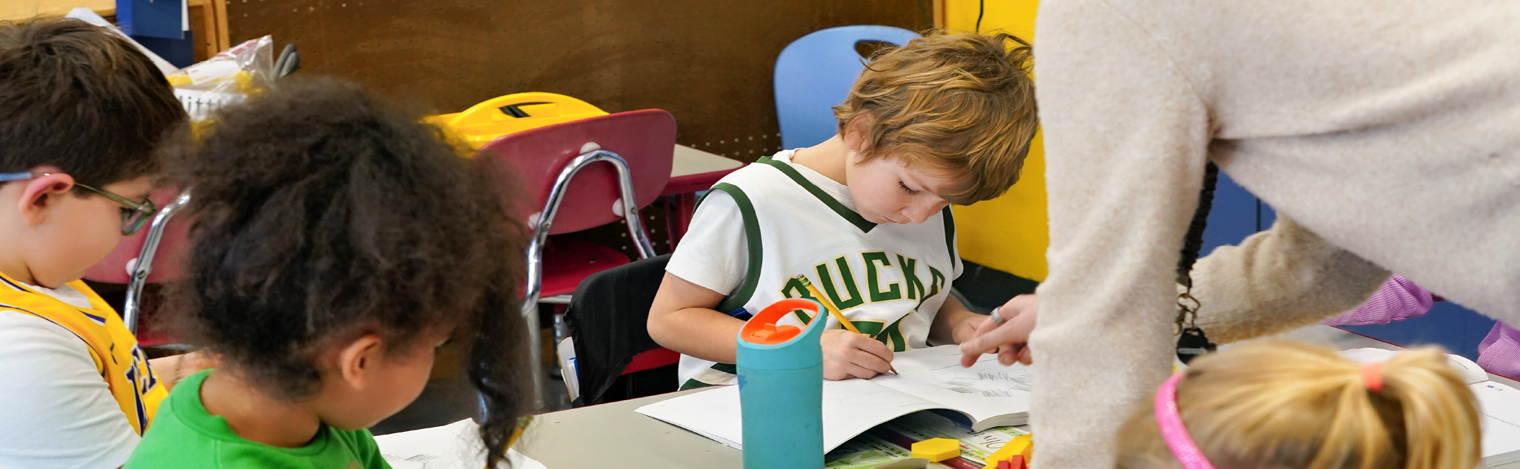 Students working at desks