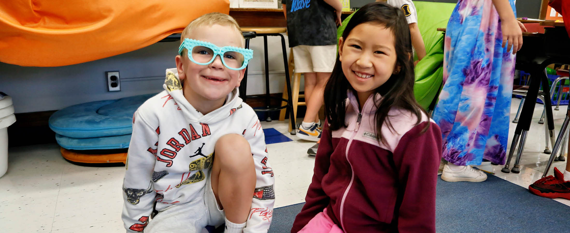 Elementary students smiling