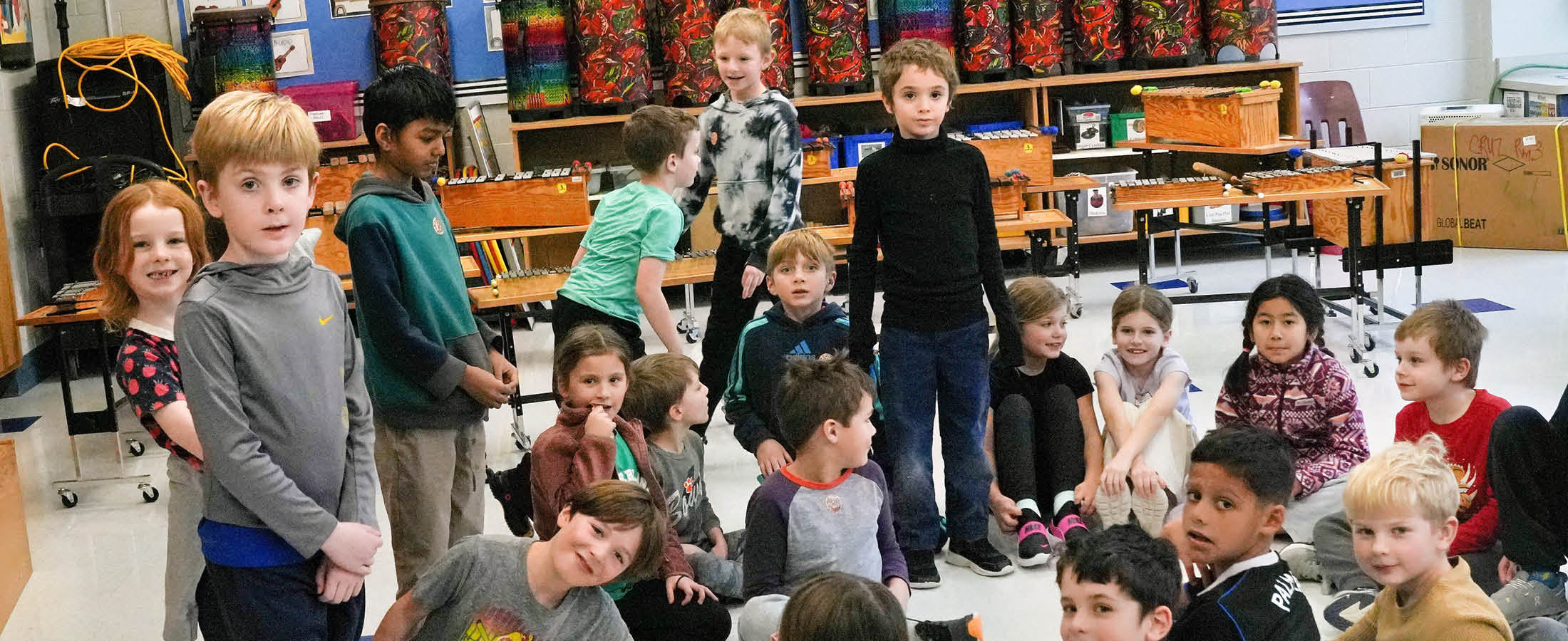 Students in music class