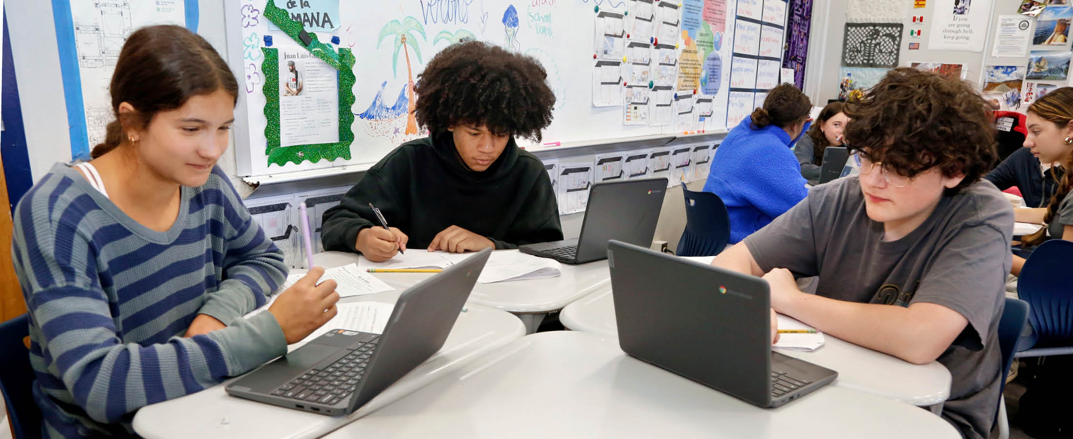 High School students working at computers