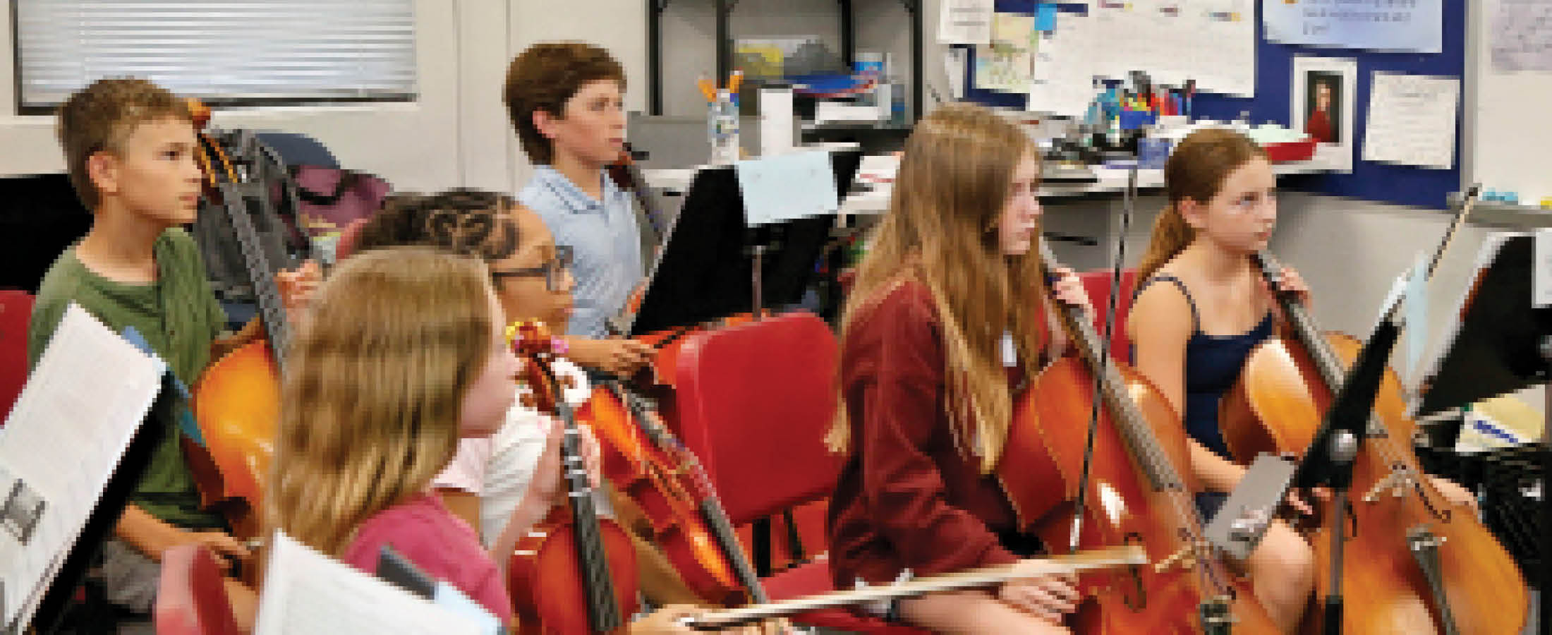 Students playing instruments