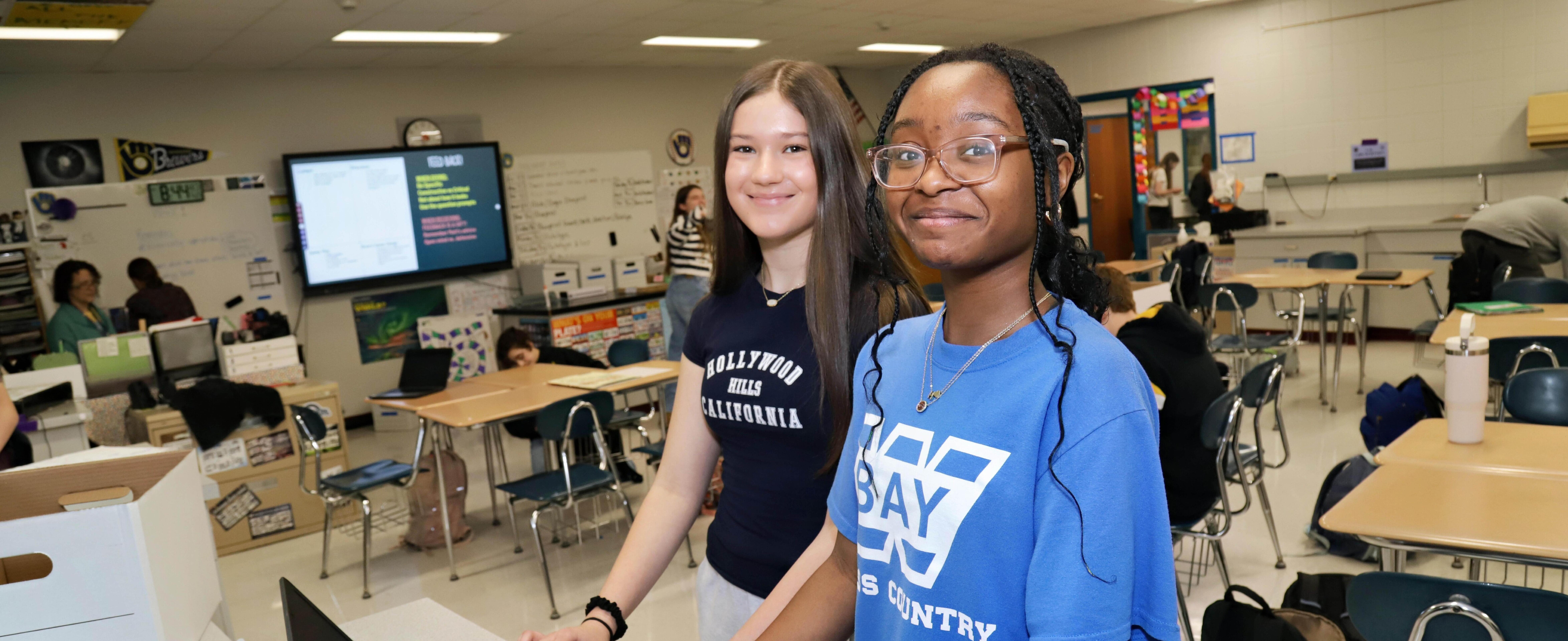 Two students working on project