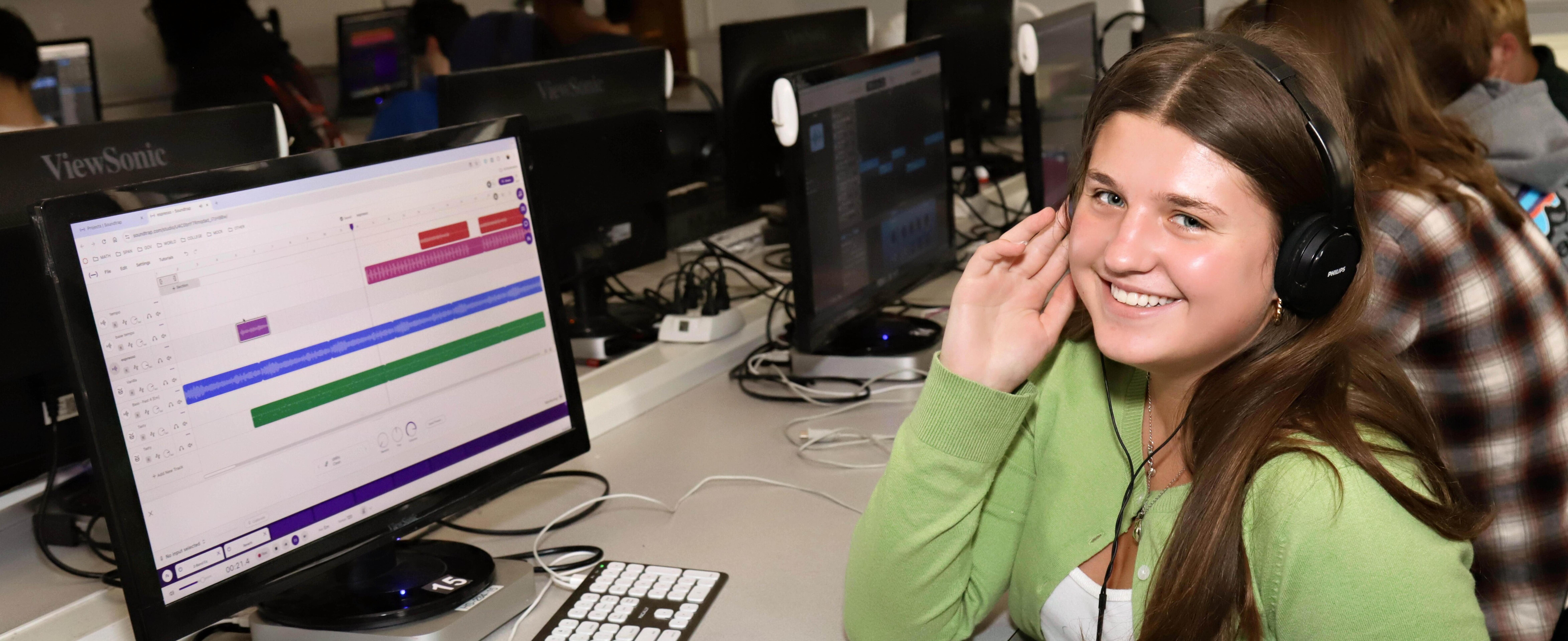 Student in digital music class