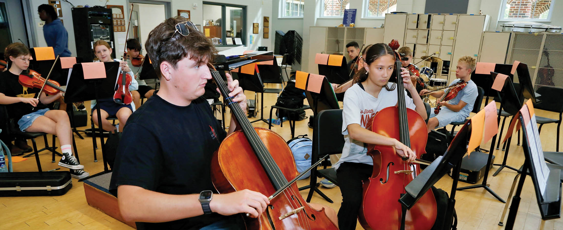 Students playing instruments