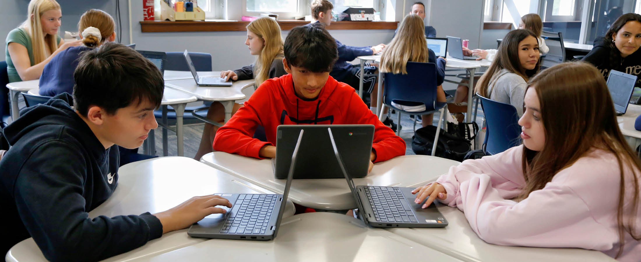 Students working on computers