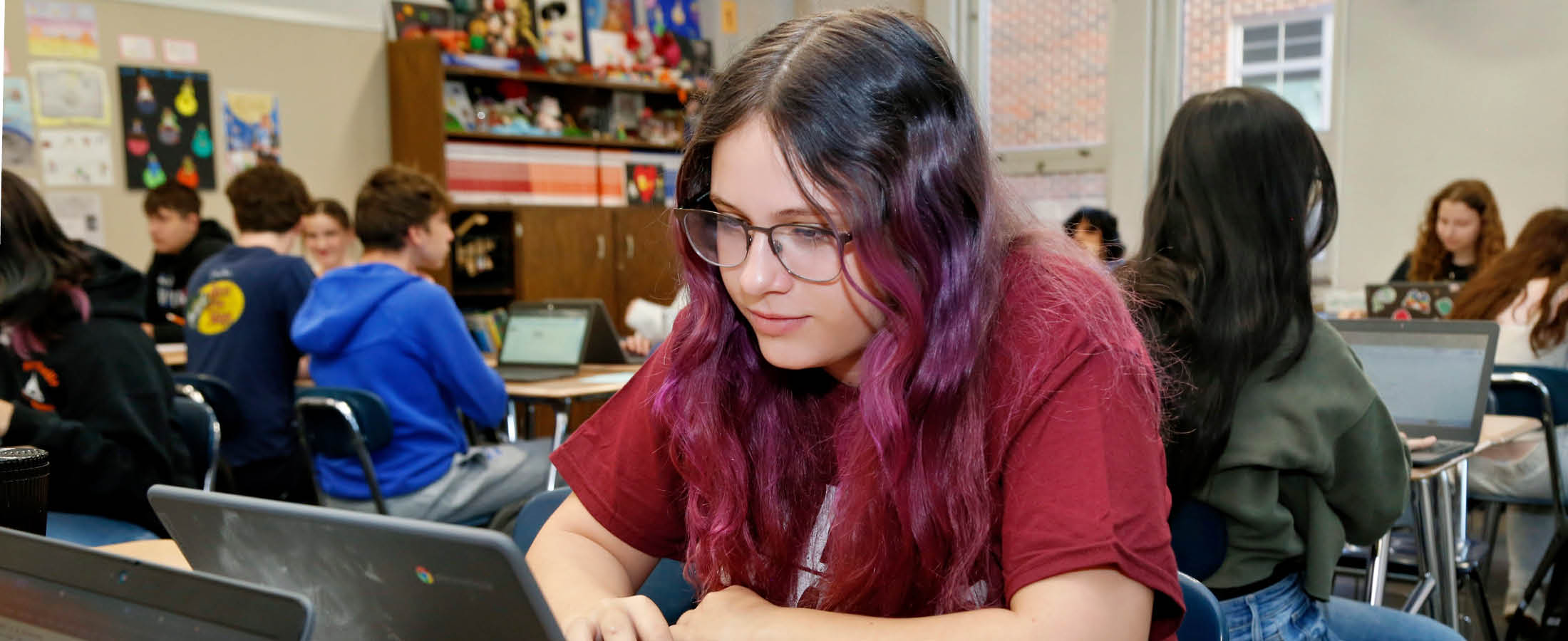 Student working at desk