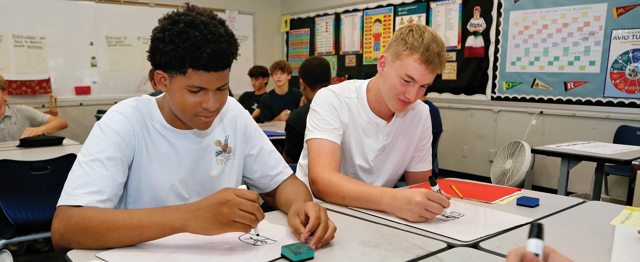 Students working at desk