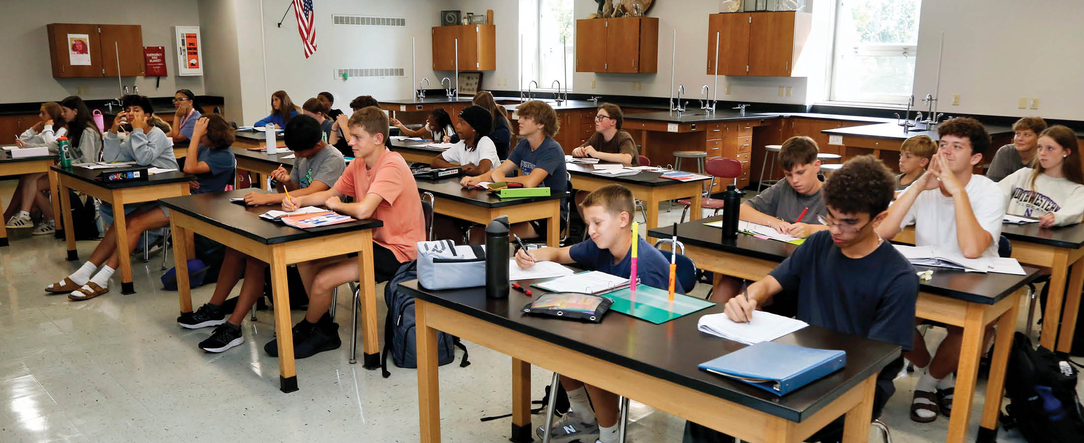 Students in science class