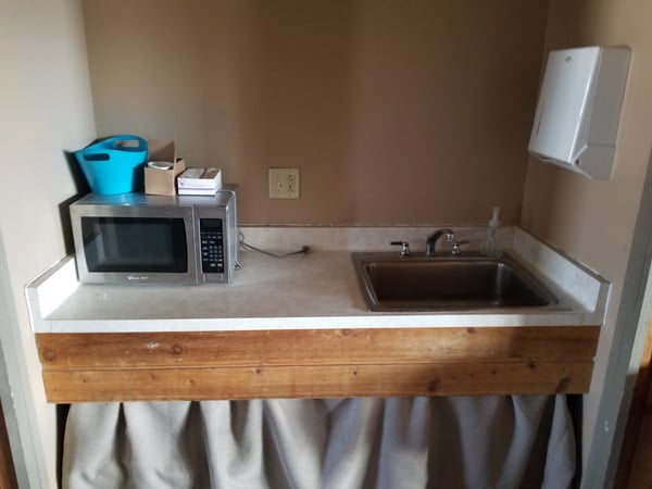 microwave and sink