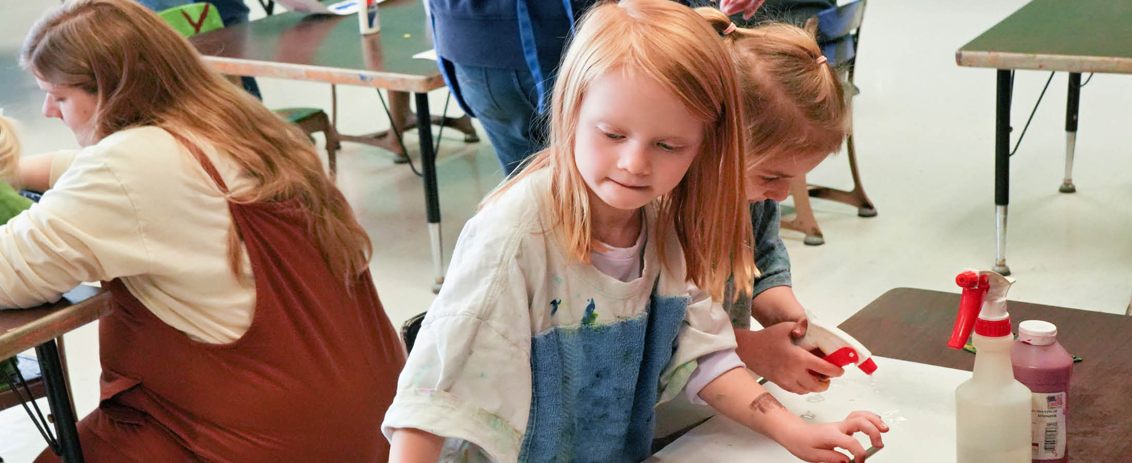 Student working on art project