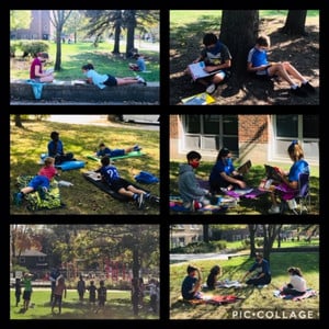 students learning outside